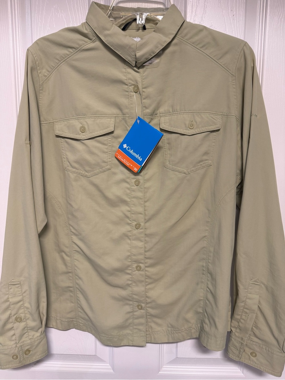 Columbia womens Long-Sleeve Outdoor Shirt Jacket — Sage Green L